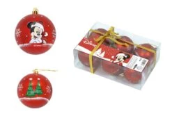 MICKEY - Rouge - Pack 6 Boules De Noël - 8 Cm