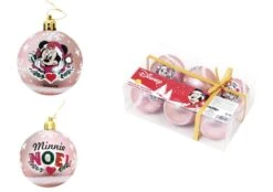 MINNIE - Rose - Pack 6 Boules De Noël - 8 Cm