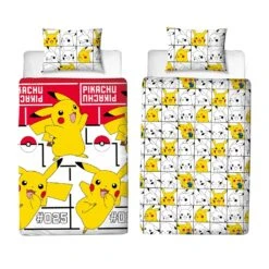 PIKACHU - Parure De Lit 140x200cm+ Coussin 60x70cm - '100% Cotton'